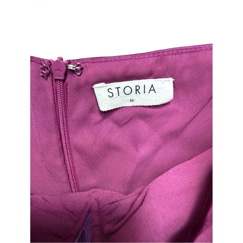 Storia Satin Puff Sleeve Babydoll Mini Dress - Magenta - Medium Coquette Barbie - Picture 5 of 8